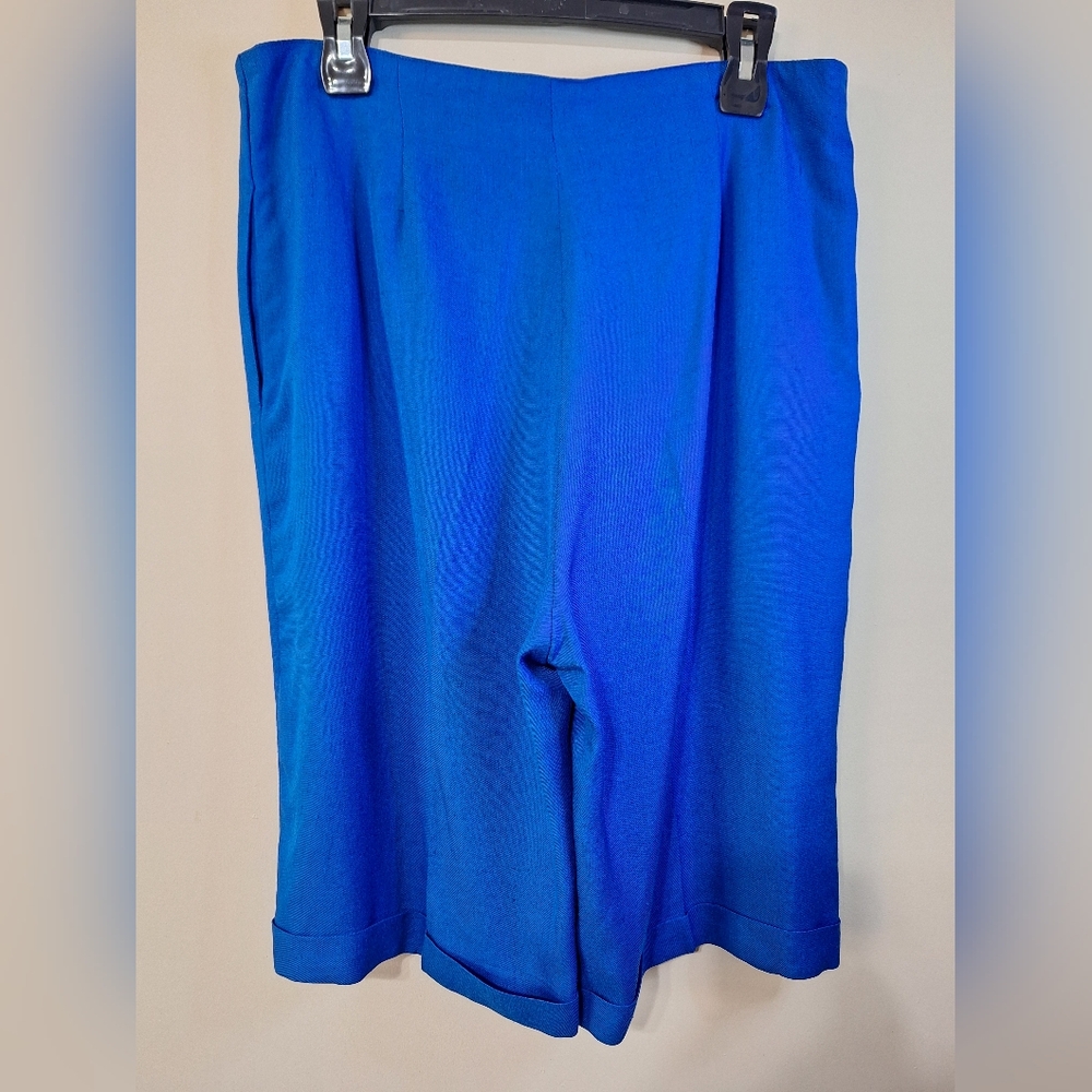 Vintage Liptons High Waist Wide Leg Pleated Shorts Culottes Blue Modern Size L - Picture 9 of 10